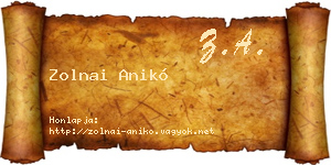 Zolnai Anikó névjegykártya